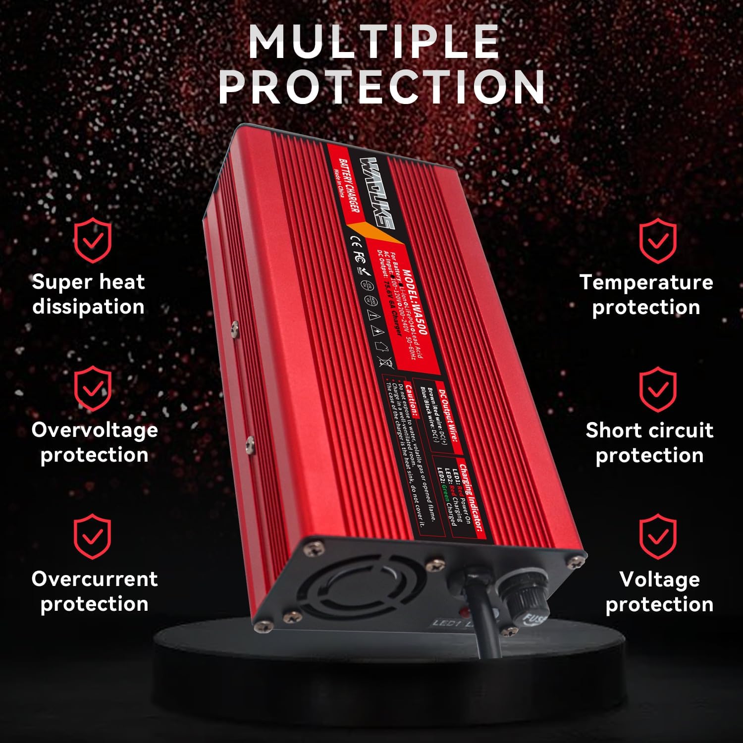 75.6V 6A Charger 66.6V Li-ion Battery Smart Charger Output XT60 Connector Used for 18S 66.6V Li-ion Battery - Image 5