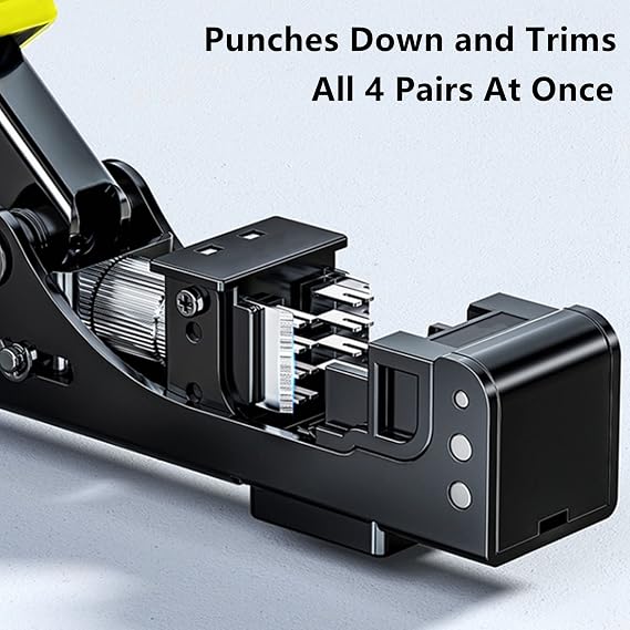 Yankok [90 Degree Keystone Jack Punch Down Tool] 5098Y SPECIFIC MODULAR FIT CAT5/5e and CAT6/6A Adapter Fast Termination Crimper, One Hand Operation with Quick Lock Yellow