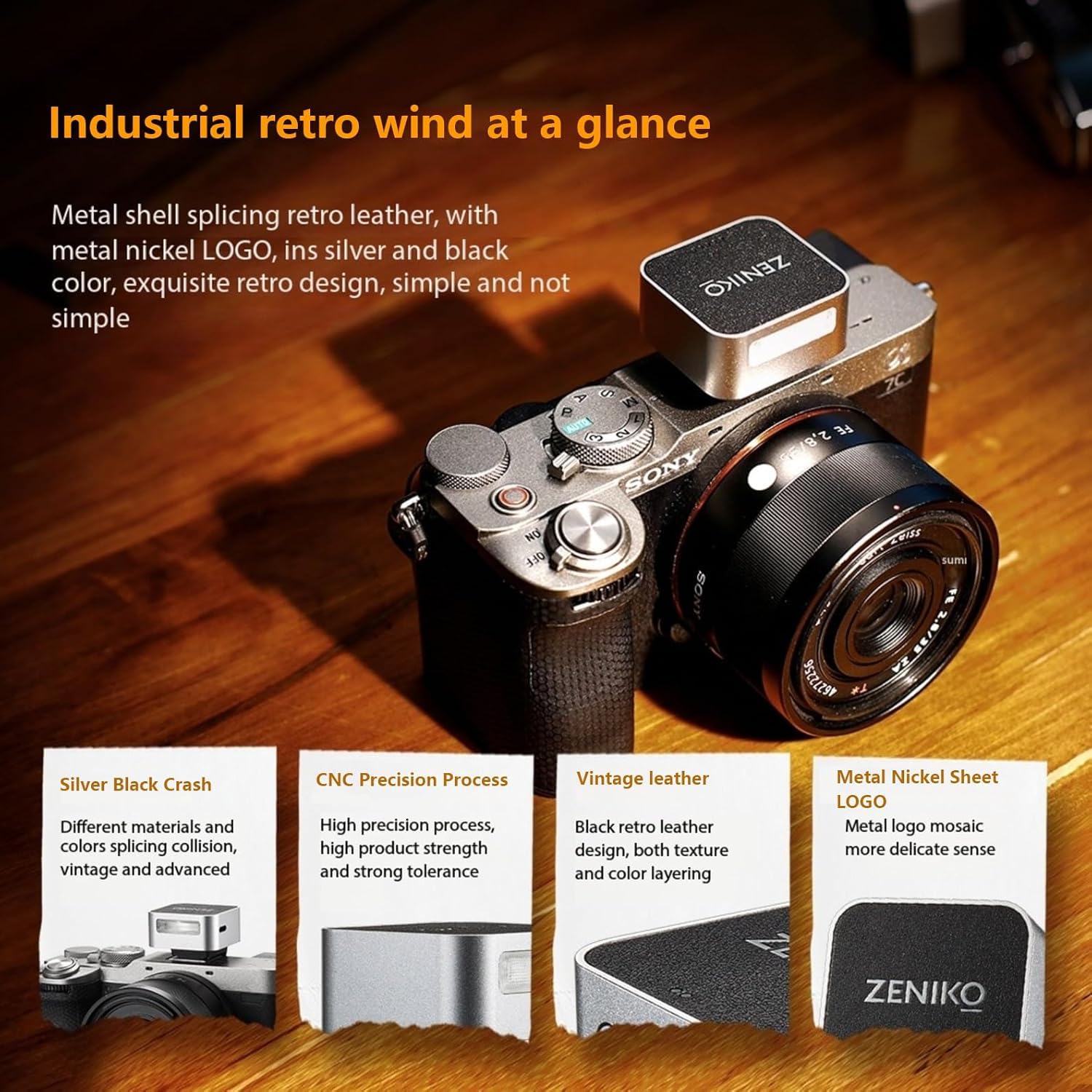 ZΕΝΙΚΟ ZF08 Flash para cámara, Flash fotográfico con Brillo Ajustable (5 Niveles), Carga Tipo C, Zapata Universal, 440 Flashes a máxima Potencia para cámaras