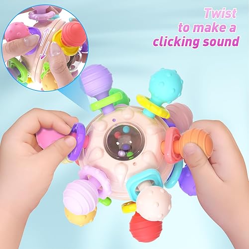 Miniatura 4 de Juguetes de dentición para bebés de 0 a 6 a 12 meses, juguetes sensoriales Montessori para 0, 3, 6, 9, 12 meses, 1 año de edad, sonajeros esenciales