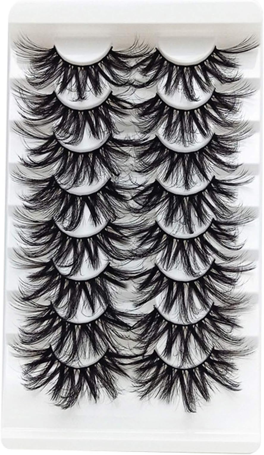 False Eyelashes 25MM Mink Lashes Strip Long Big Thick Fake Eyelashes Wispy Fluff Halloween Eyelashes Pack 8 Pairs