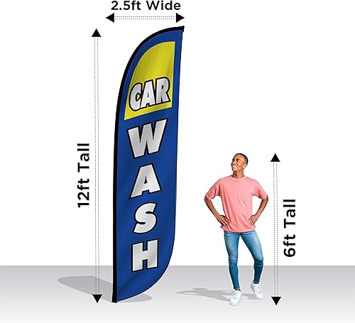 Miniatura 9 de LookOurWay Bandera de plumas con temática de lavado de coches, 12 pies (hardware no incluido)