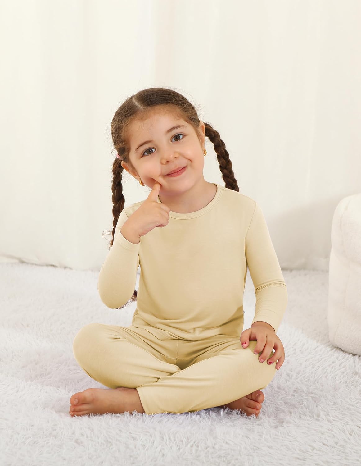 Thermal Underwear for Kids Girls Thermals Flexible Fit Top and Bottom Pajama Set Girl Long Johns Base Layer