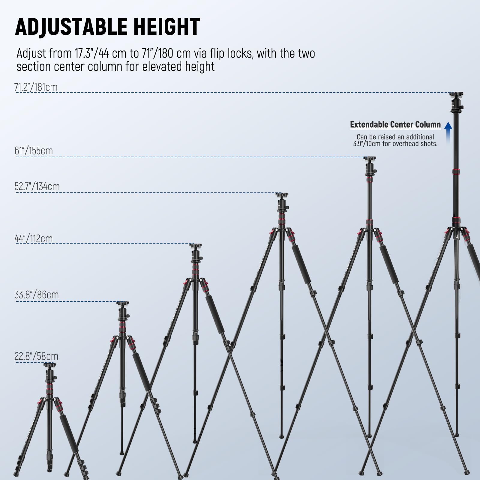 NEEWER BASICS Statyw monopod do aparatu, 180 cm Aluminiowa przenośna podpórka podróżna na telefon komórkowy DSLR z główką kuli 360° Uchwyt na telefon kompatybilny z iPhone do nagrywania wideo, TP15