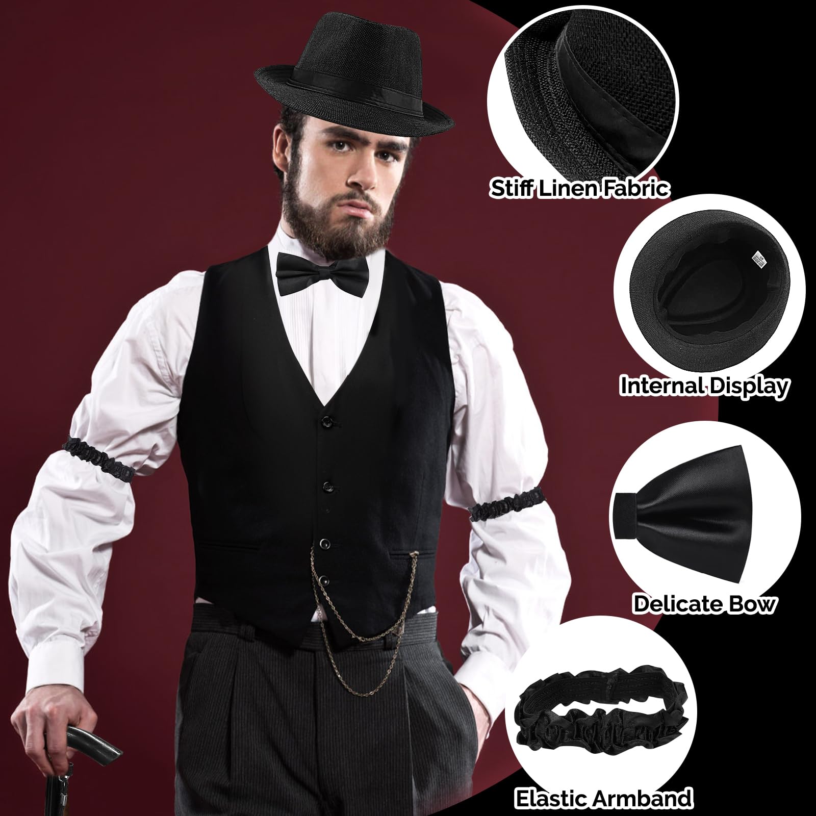 Grantop 1920s Gatsby Costume for Men, 20s Men Fancy Dress Vest — free download