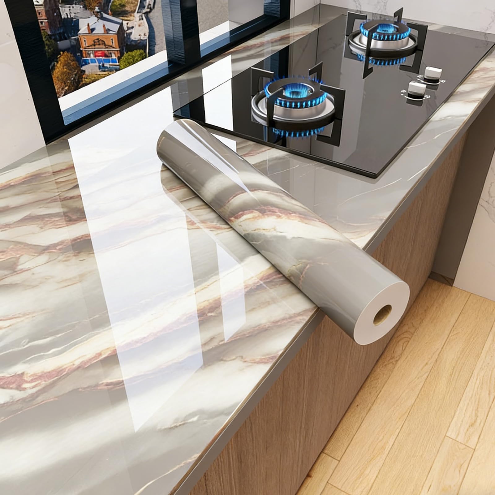 Foelanne Style B Back Self Adhesive Wallpaper, Marble Self Adhesive Wallpaper And Contact Paper For Kitchen Counter 60Cm X 3-30M(,60Cm*5M)