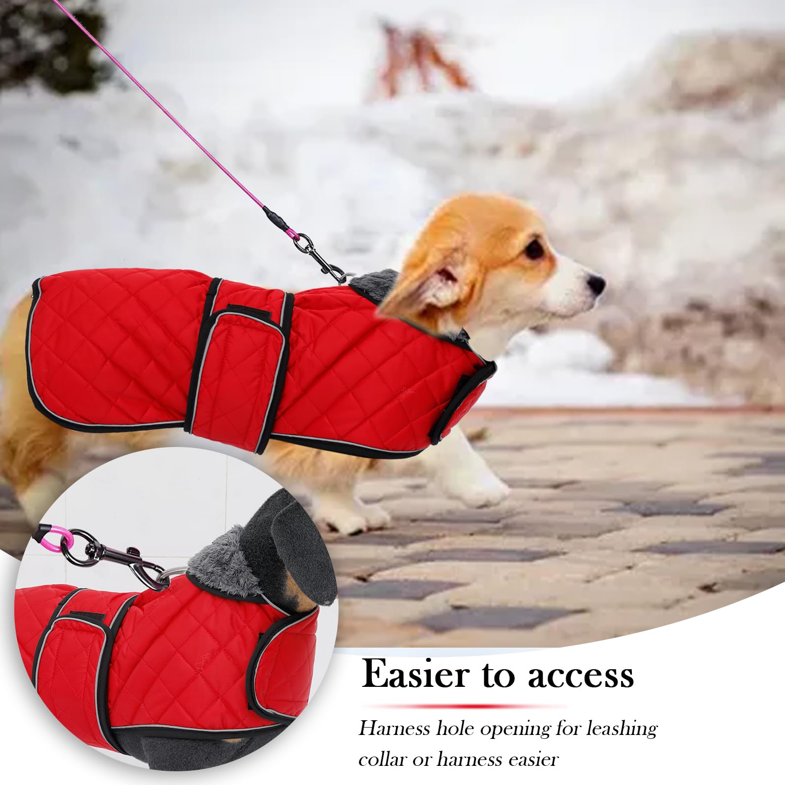 Geyecete Warm Thermal Quilted Corgi Coat mini Dog Winter Coat with Warm Fleece Lining - Image 3