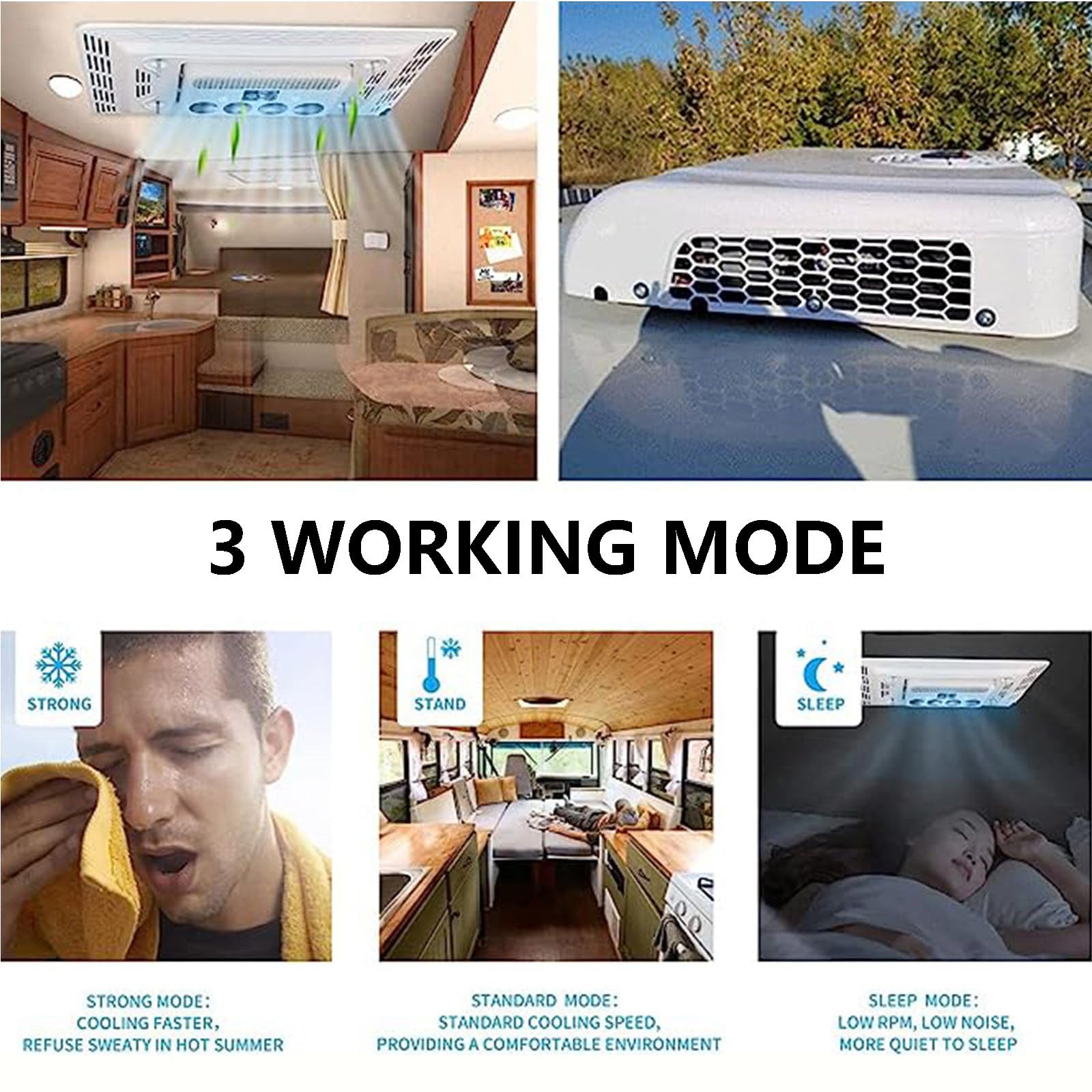 Aire Acondicionado para Vehículos Recreativos,12V 24V CA Silenciosos,Unidad Aire Acondicionado Vehículos Recreativos,Aire Acondicionado Frío,Bajo Ruido Aire Acondicionado Camion,White-24V