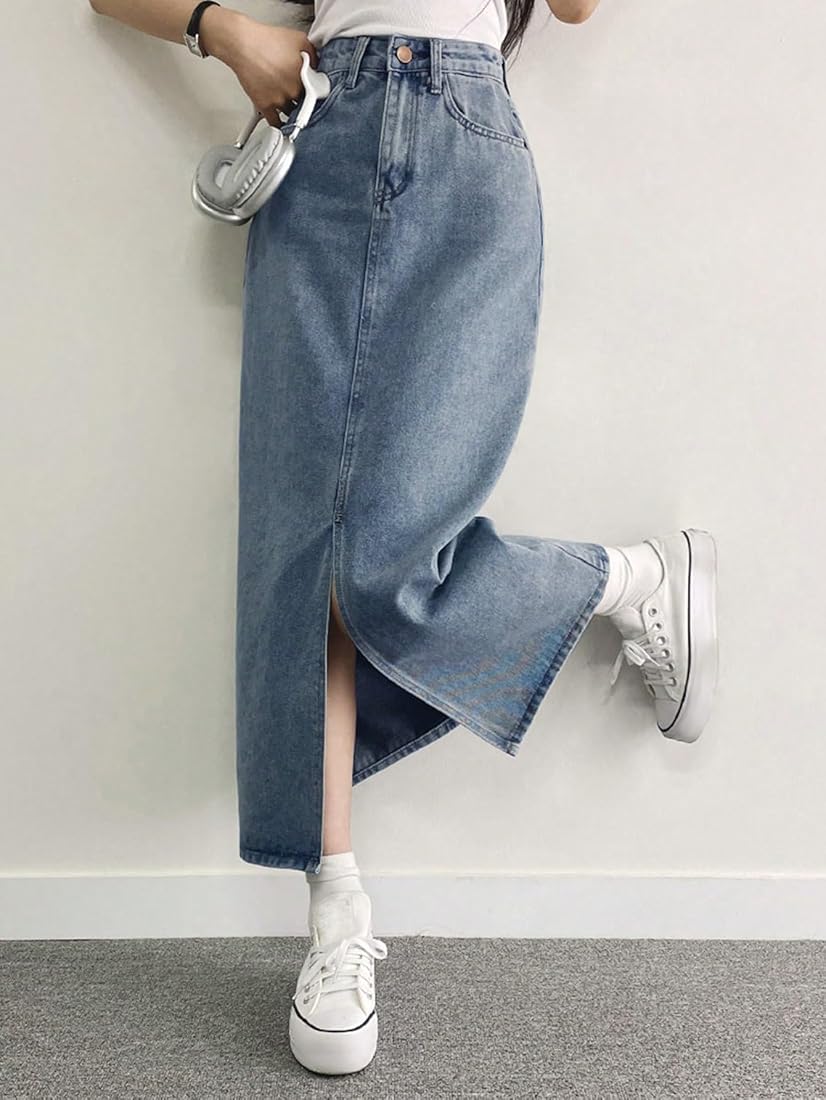 44981 SKIRT \"DENIM BARON\" サイズ40 Buy BLACKX Denim Skirt for Women| Long Fancy Slit Skirt