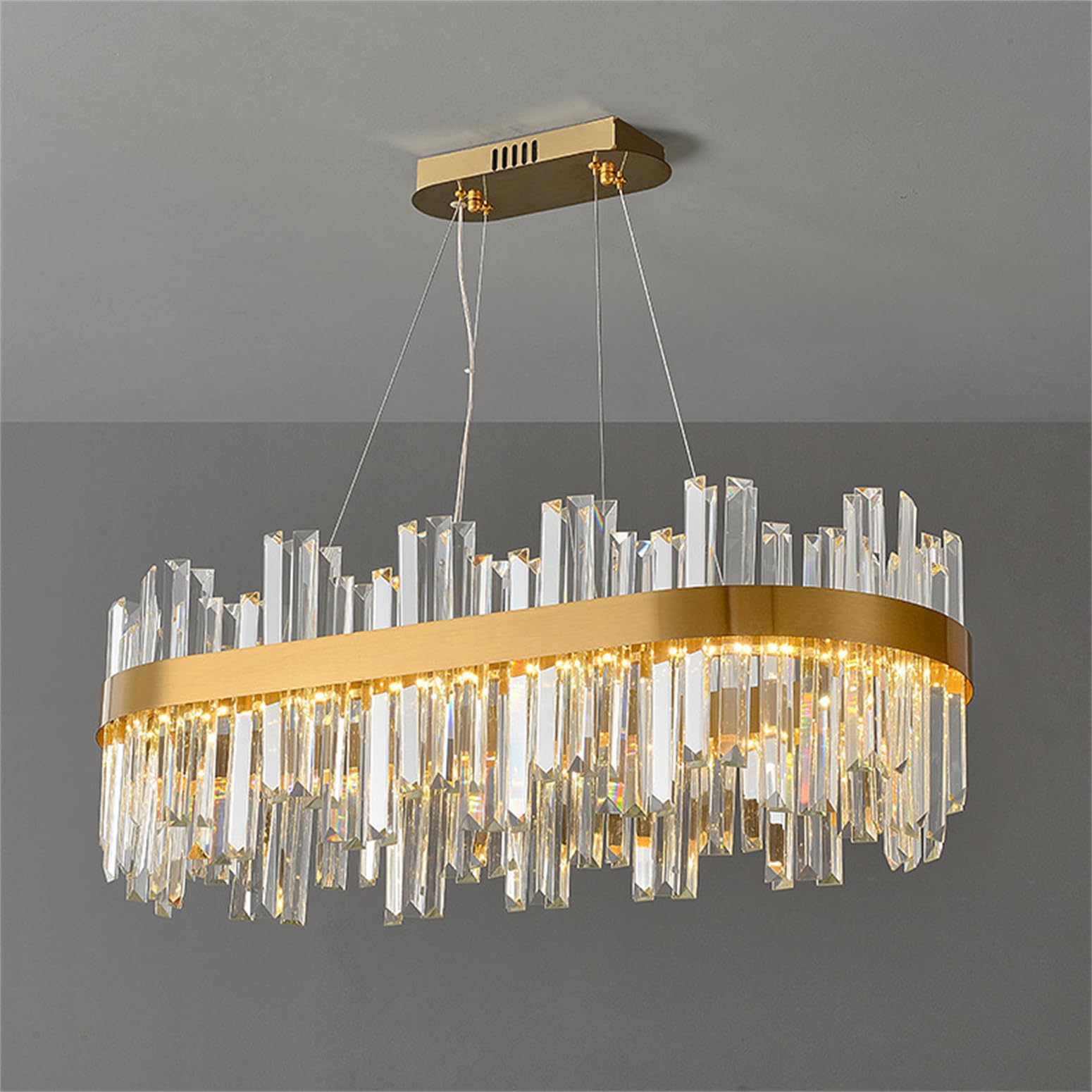 KXEcoLife Modern Crystal Chandelier, Luxury Raindrop Chandelier for Dining Room, Adjustable K9 Ceiling Pendant Light Living Room Bedroom Entryway,Round 60CM