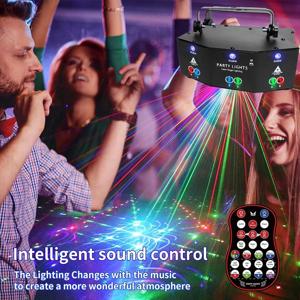 Oświetlenie Dj-Skie Na Imprezę,2 Szt. Sprzętu Oświetleniowego,Sterowanie Głosem/Lampa Błyskowa/Samojezdne,Z Pilotem,Funkcja Pamięci,Fajne Efekty Sceniczne,Do Klubu,Tańca,Baru,Na Koncert