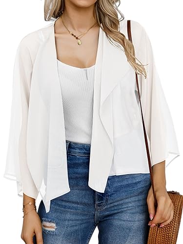 Womens Summer Tops Short Shrugs Kimono Cardigans Casual Chiffon Bolero
