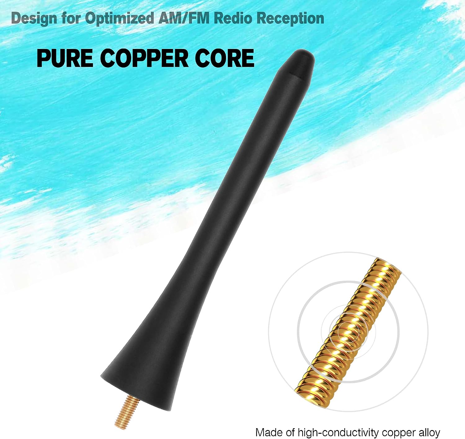 KSaAuto 5 inch Antenna for Mazda MX-5 Miata RF ND NC 2006-2026 ┃ OEM NF47-66-A30A ┃ Polished High-Grade Al-Alloy AM FM Radio Antenna, High-Strength Al-Alloy with Advanced Coating