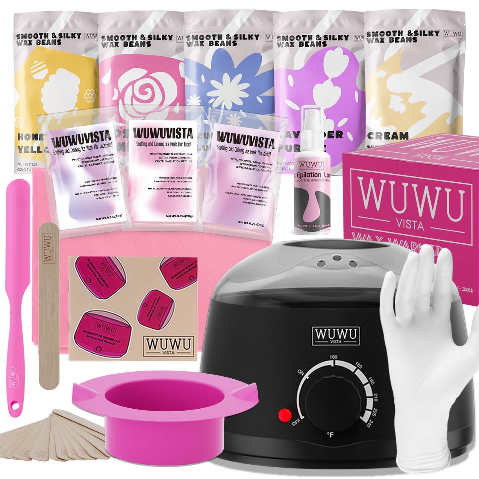 Waxing Kit, WUWUVISTA Hair Removal Hard Wax Kit with Wax Melt