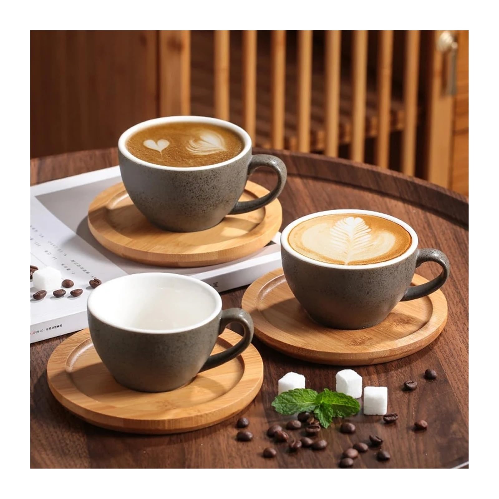 Tazas de café grandes de cerámica, Juego de 6 tazas café cerámica (80-350 ml)(220ml)