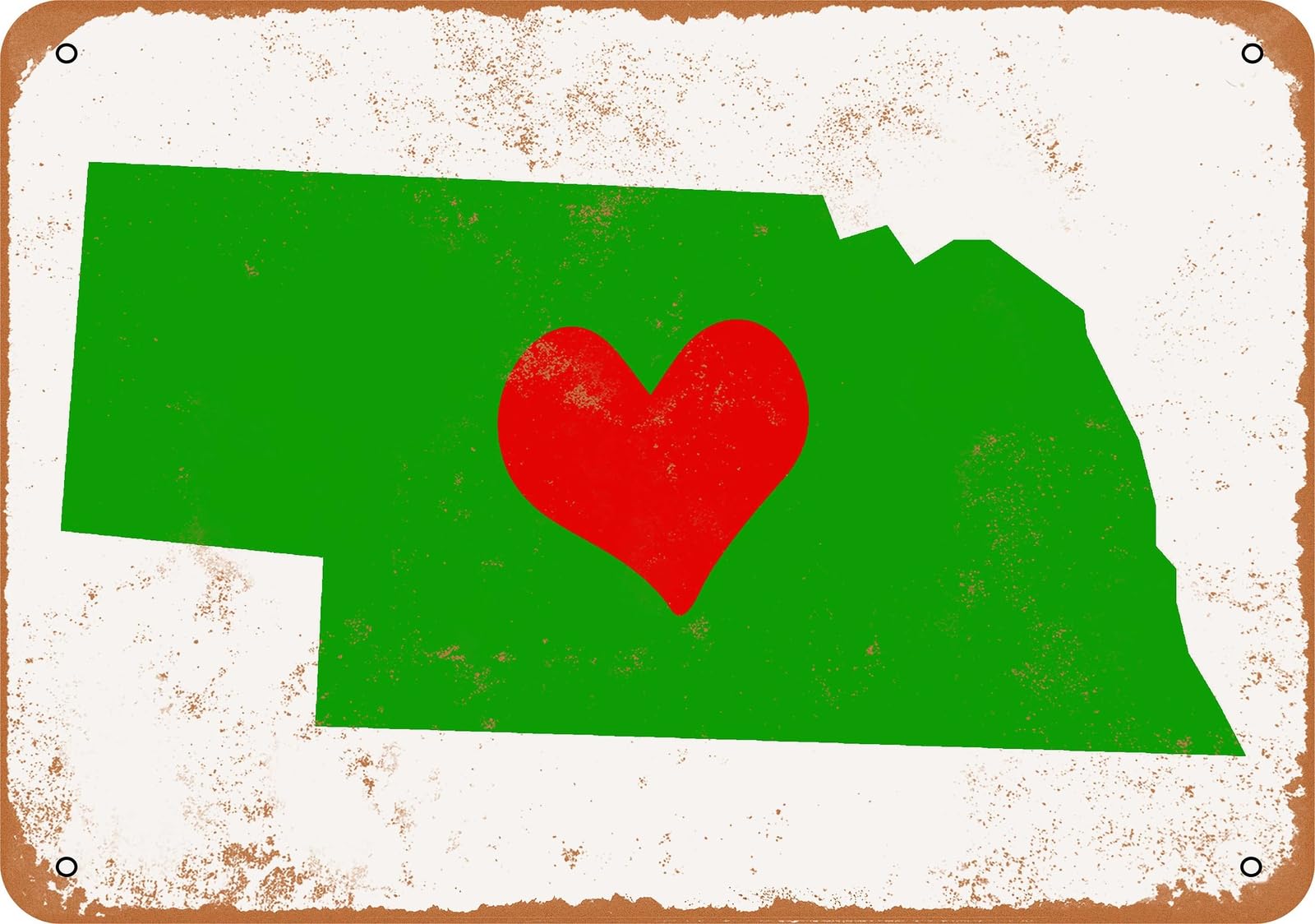 Miaomansenstore Metal Sign - Love Heart Nebraska - Vintage Look Home Decor
