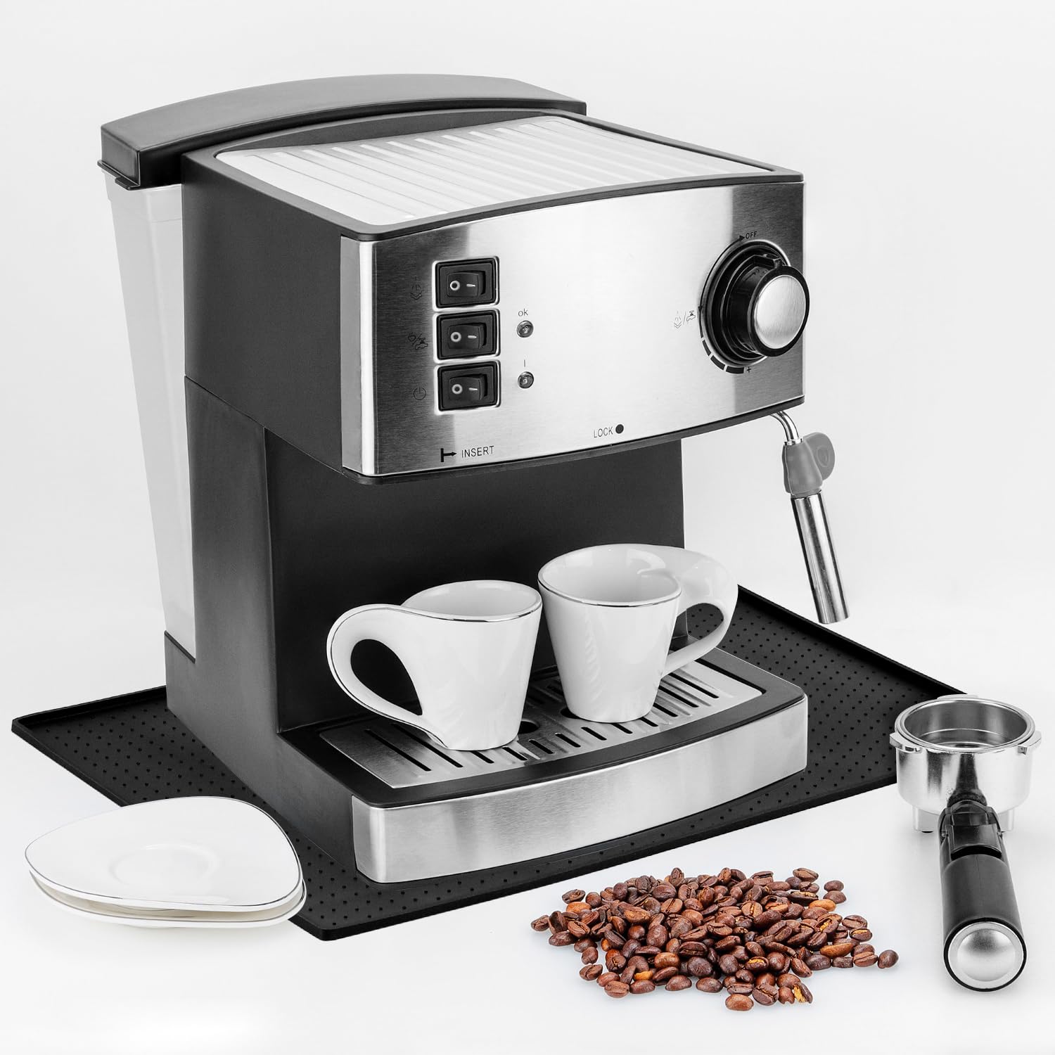 QWORK® ondervloer siliconenmat 48 x 30 cm onder koffiemachine, antislip