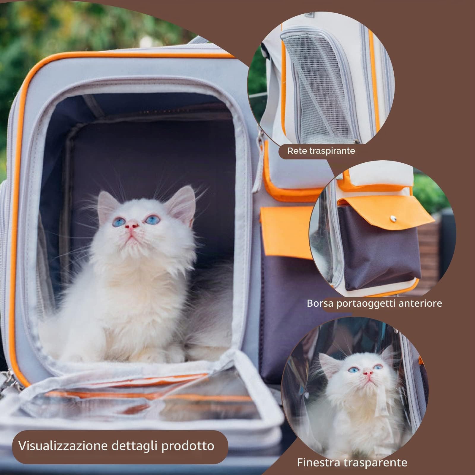 PETCUTE Zaino per Cani,Fino a 15 kg,Zaino Per Animali Domestici con Materasso Rimovibile,Traspirante,Durevole,Trasportino per Cani e Gatti con Spallacci Regolabili,Per Viaggi, Escursioni