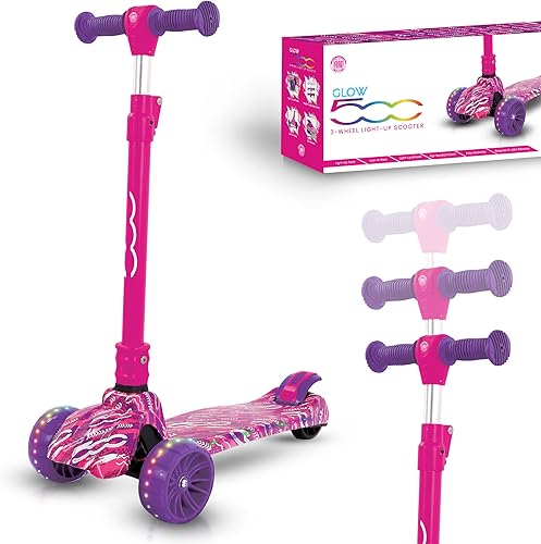 Fiat - Scooter para niños - Ruedas LED iluminadas - Scooter para niños de 2 a 5 años altura ajustable - Scooter de 3 ruedas para niños y niñas -