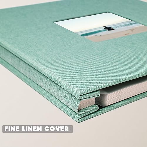 Miniatura 3 de Álbum de fotos autoadhesivo, páginas grandes, libro de recortes de lino, con capacidad para fotos de 2 x 3, 4 x 6, 5 x 7, 8 x 10 pulgadas, para