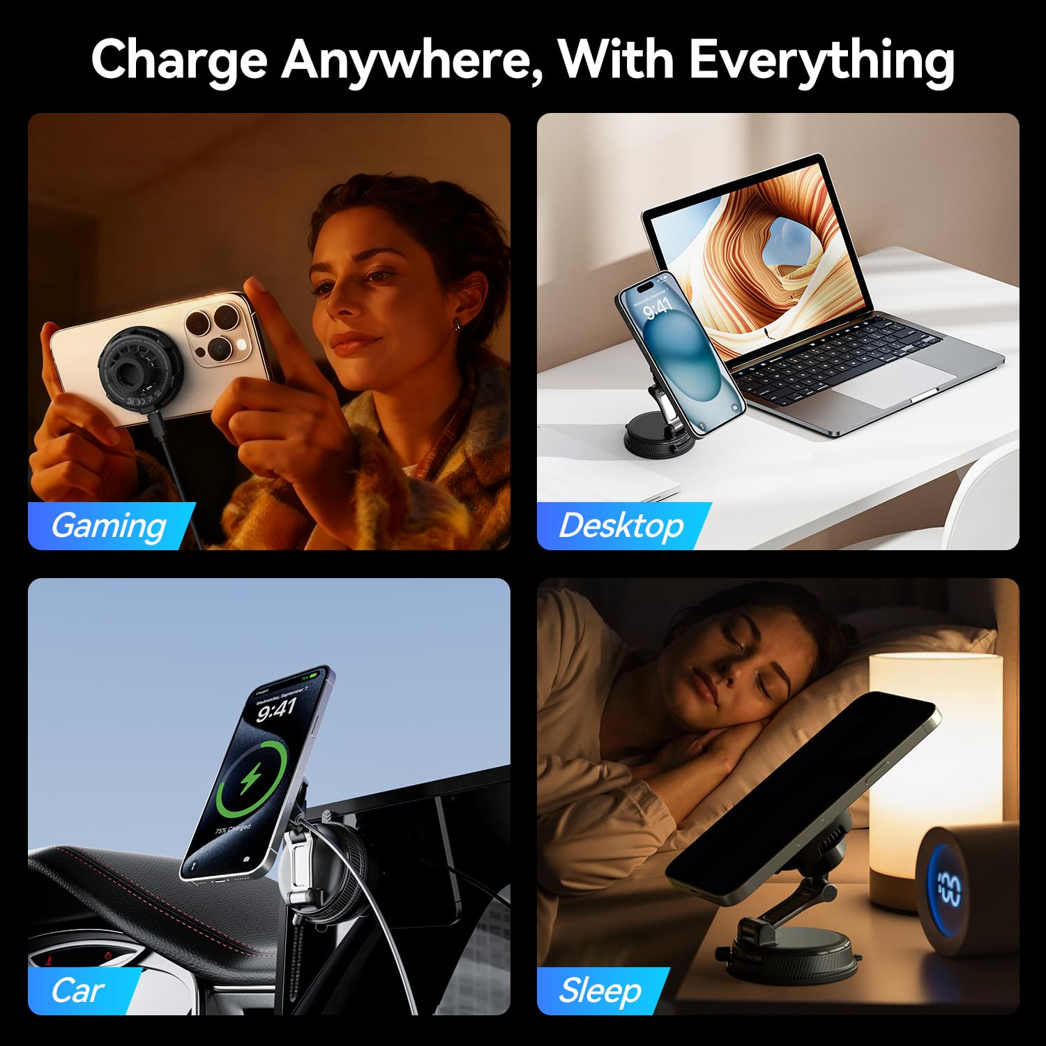 Qi2.2 25W Cargador Compatible con MagSafe para Coche, Soporte de Carga Inalámbrica Rápida con Iman Magnético para iPhone 17/16/15 Pro Max, Holder Móvil para Teléfono Auto incluido 45w Adaptador
