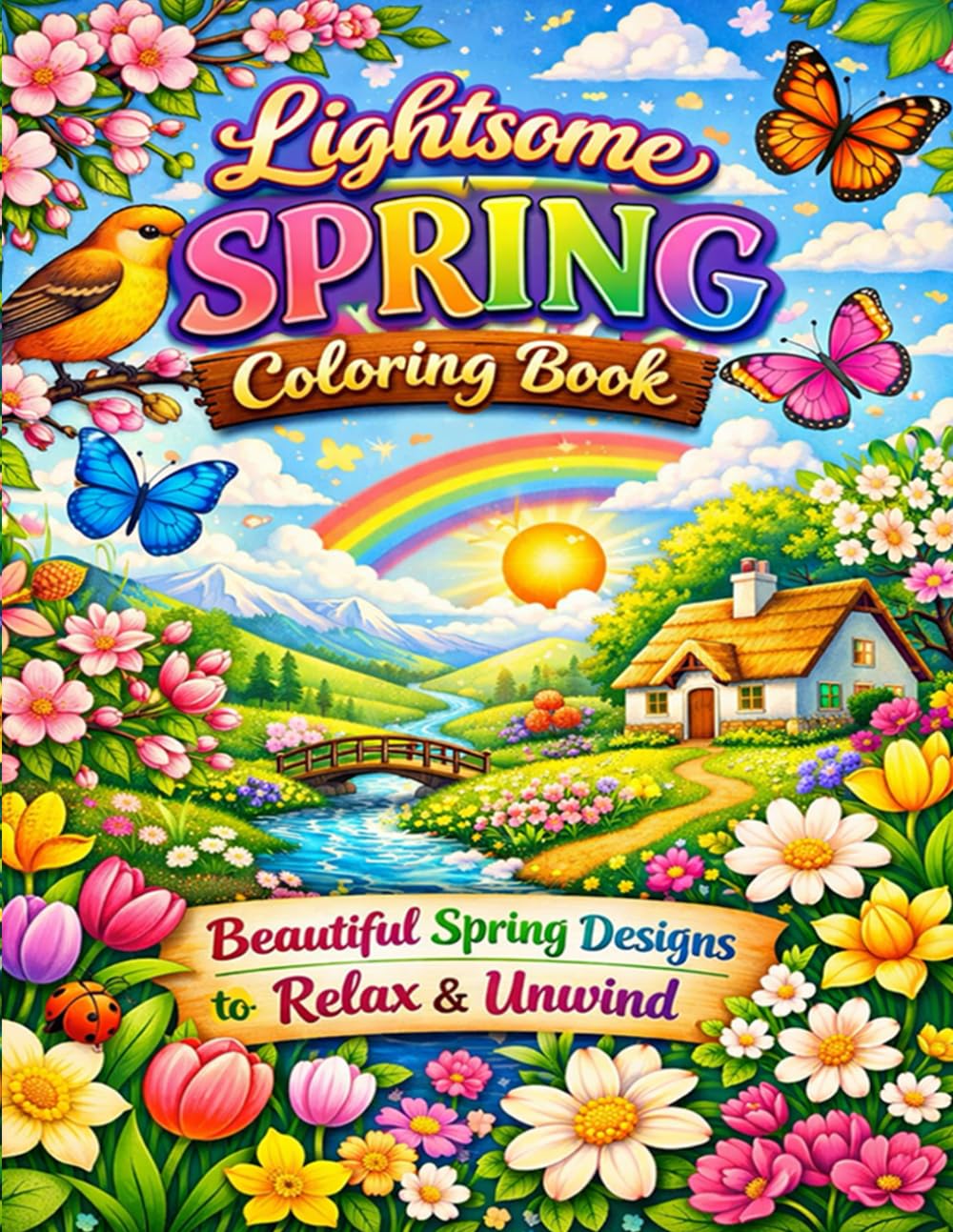 Lightsome Spring Coloring Book: Beautiful Spring Designs to Relax & Unwind