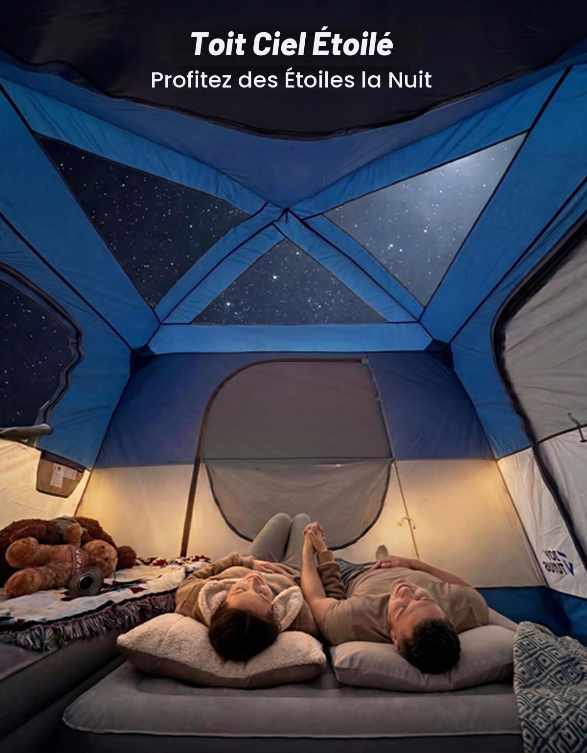 JOYTUTUS Tente SUV avec écran porch et auvent pour camping familial, SUV double usage ou camping avec Rainfly, double porte, Starry Sky Roof, convient pour SUV