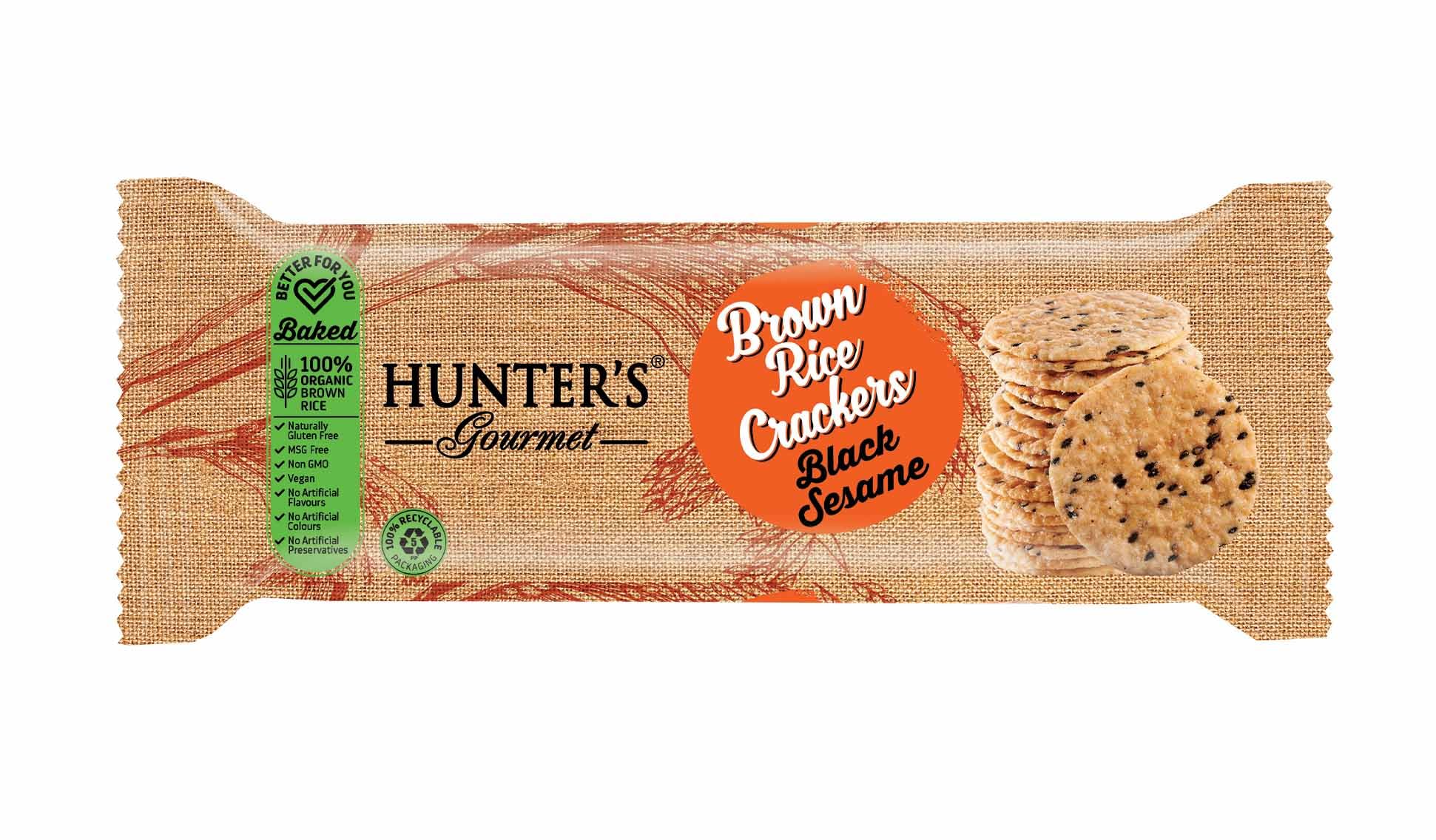 Hunter's Gourmet Black Sesame Brown Rice Crackers 100g