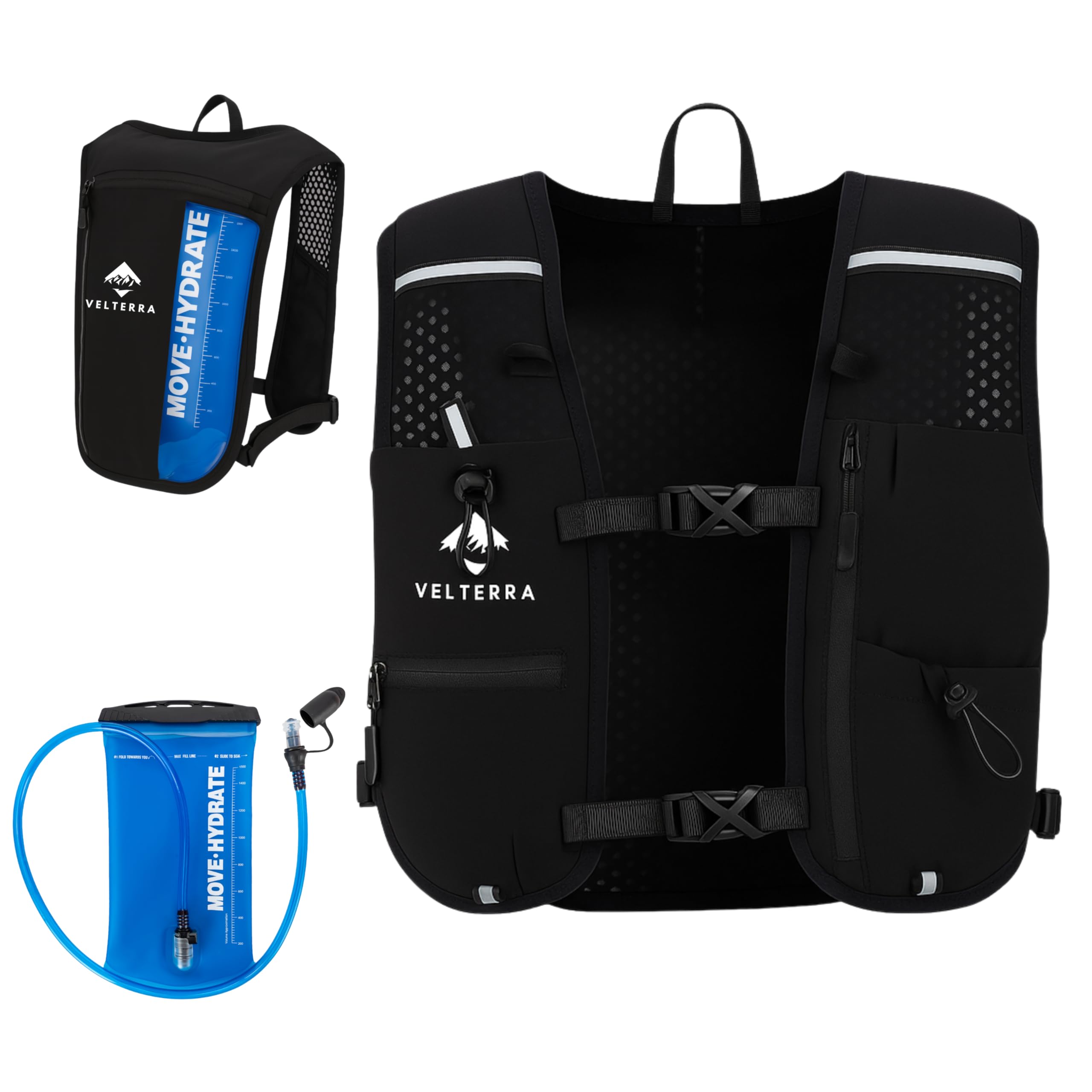 Running Vest with 1.5L Hydration Bladder – Lightweight Hydration Backpack for Men & Women – Visible Water Level Window – Reflective, Adjustable, Trail & Marathon Ready - 1