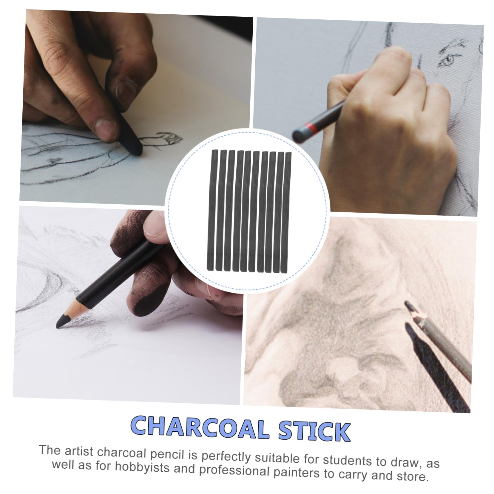 Operitacx 60piezas Lápices De Carboncillo Comprimido Para Dibujo Palos De Carboncillo De Sauce Para Artistas De Dibujo Para Estudiantes y Adultos