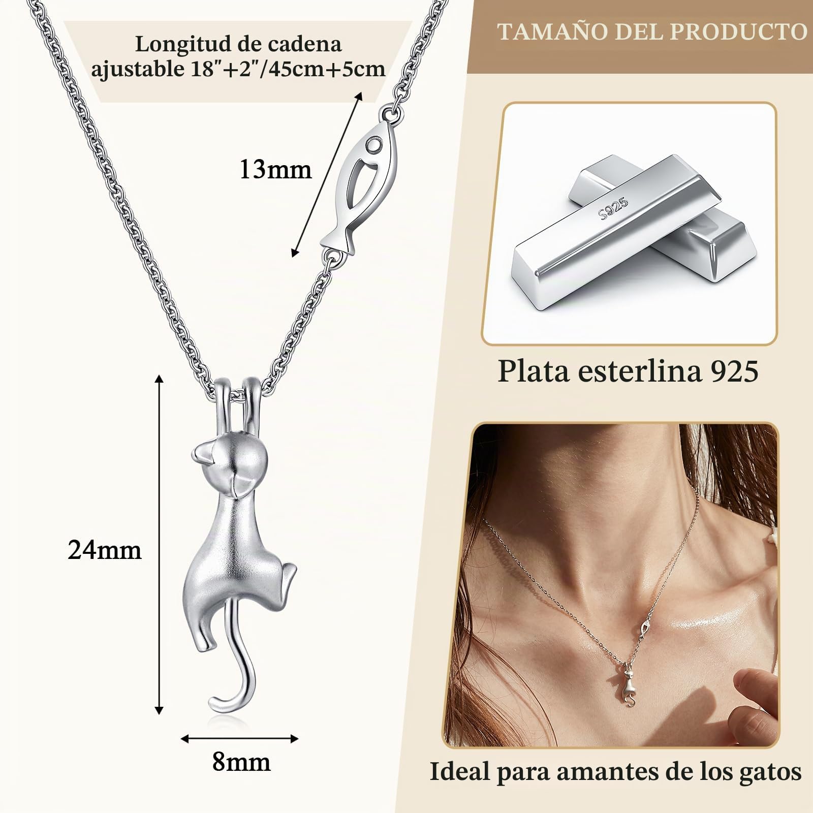 925 Sterling Silver Dog/Cat Pendant Necklace CZ Necklaces for Animals Lovers/Women/Men
