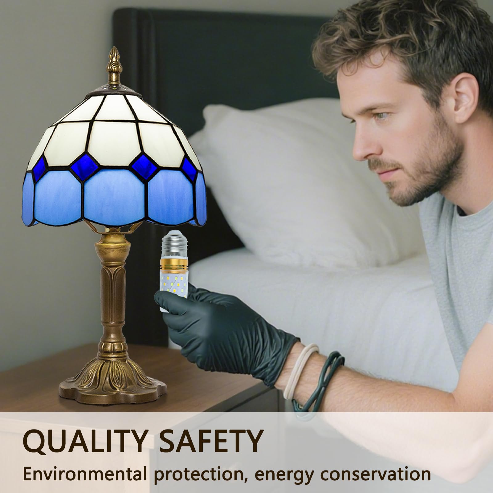 Ppbmocw 2-Pack E27 Three-Color Dimming Bulbs Suitable for Tiffany Lamp Stained Glass Lamps, Small Tiffany Mushroom Table Lamps - Image 4