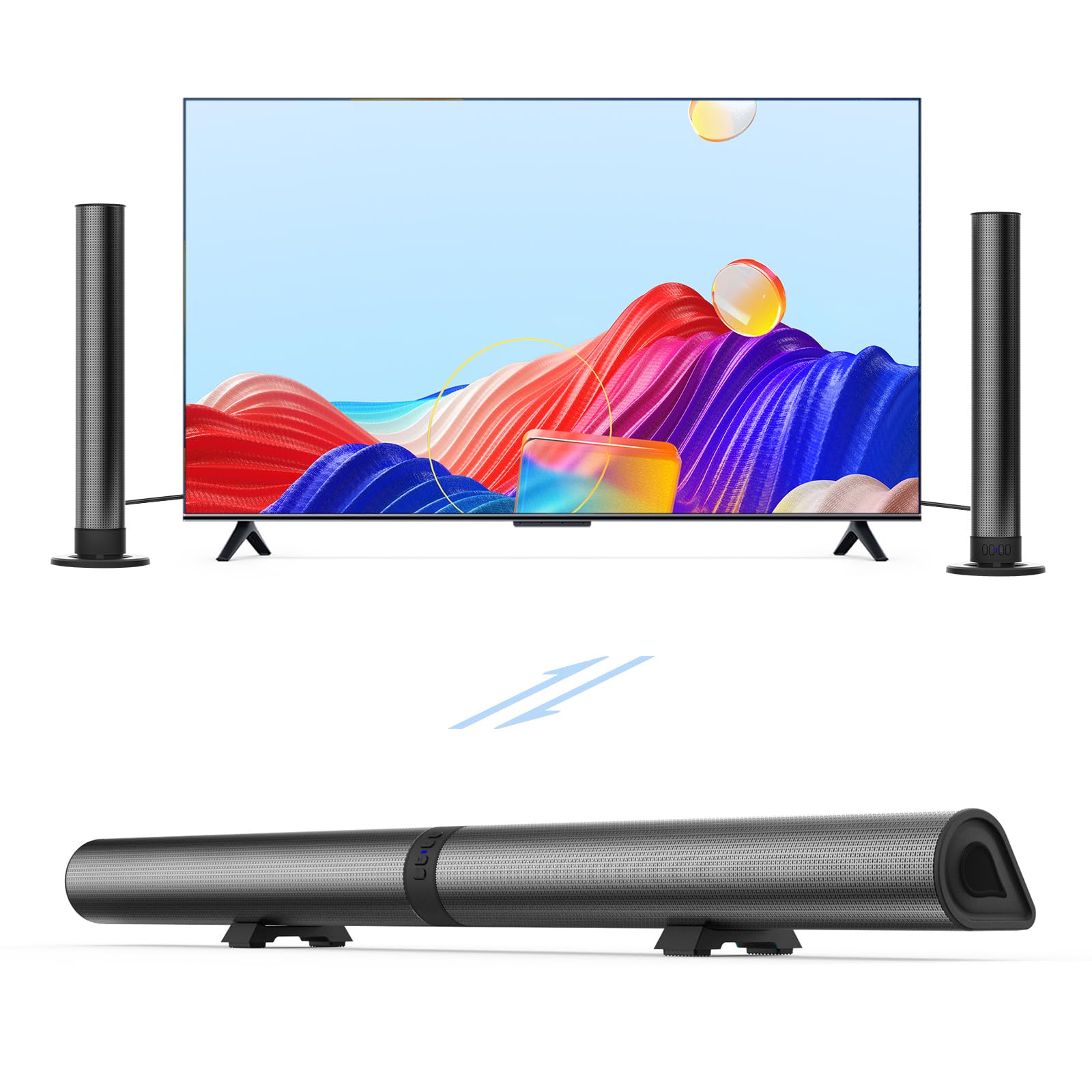 FSROOMZ Soundbar für TV Geräte,Teilbare 2-in-1-Soundbar, Blu