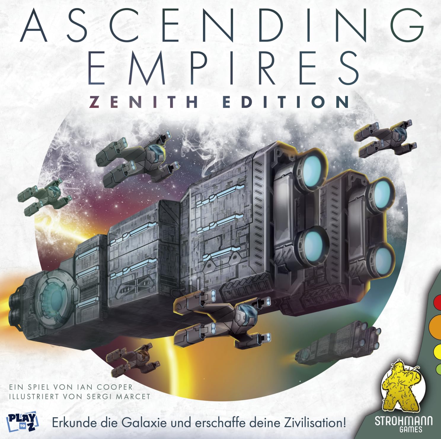 Strohmann Games, Ascending Empires, Kennerspiel, Brettspiel, 1-4 Spieler, ab 10+ Jahren, 60-90 Minuten, Deutsch, Grau, Blau, Grün