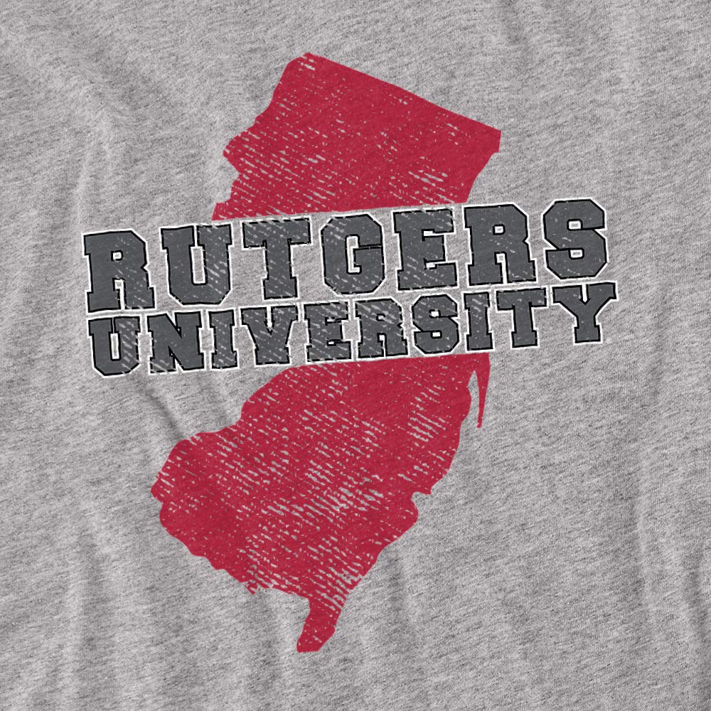 Rutgers University Official State Unisex Adult T-Shirt, Athletic Heather, Large