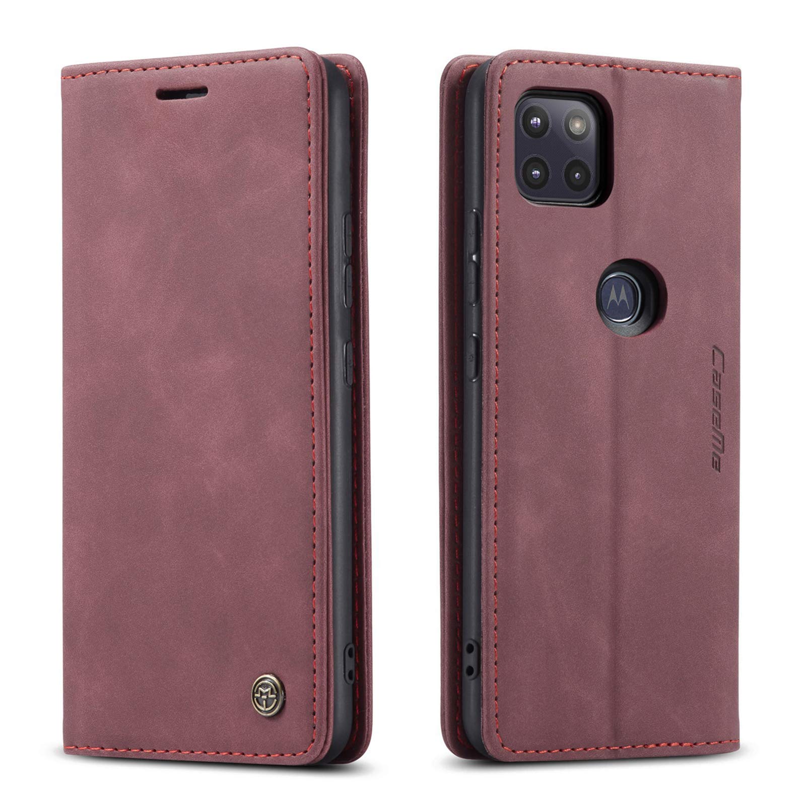 Kowauri Case for Moto One 5G Ace [ NOT for Moto One 5G ],Leather Wallet Case Classic Design with Card Slot and Magnetic Closure Flip Fold Case for Motorola Moto One 5G Ace 6.7" 2021 (Red)