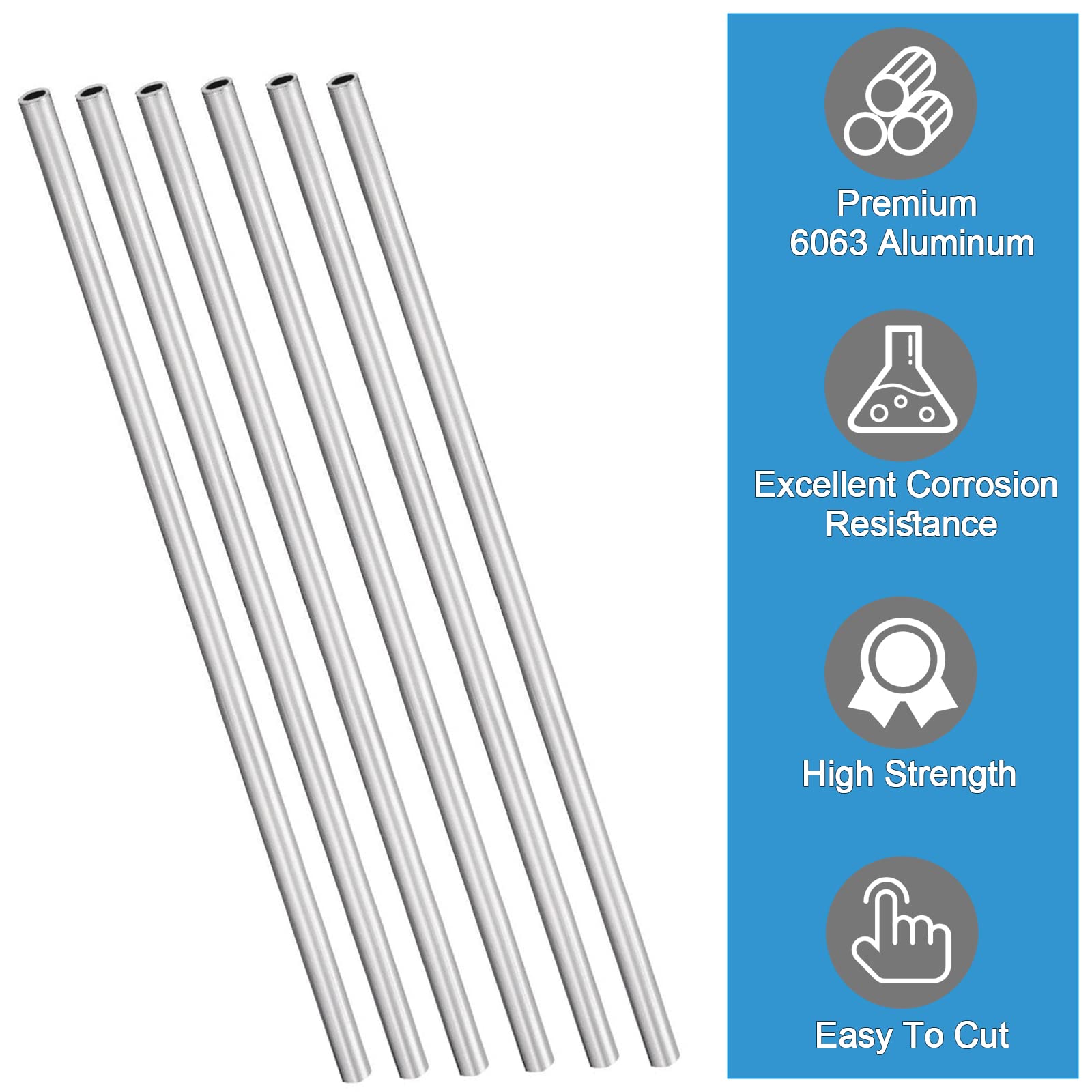 DMiotech 2er Pack (18mm Außendurchmesser x 12mm Innendurchmesser) 6063 Aluminium Rundrohr 300mm Länge Industriemetallrohr für Maschinenrahmenbau DIY-Projekte
