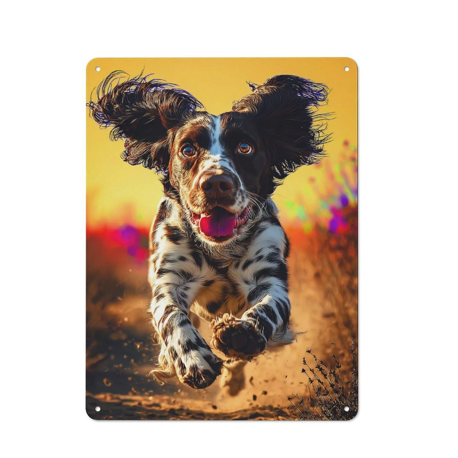 Junmoney Springer Spaniel In Motion -5 Retro Metal Gift Sign 40X30cm, Small Space Decor For Bedroom, Kitchen, Office Or Living Room