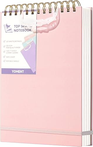 Yoment Cuaderno de espiral superior, bloc de notas de tapa dura, 240 páginas, cuadernos de espiral encuadernados en la parte superior, 7 x 10