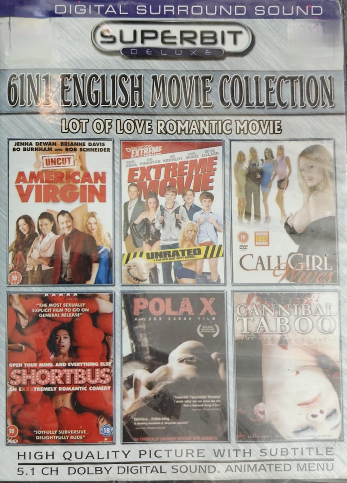 6 in 1 Movie Collection (American Virgin, Extreme Movie, callgirl Wives, shortbus, Pola X, Cannibal Taboo) DVD in English (B0CVDDJKBV) Amazon Price History, Amazon Price Tracker