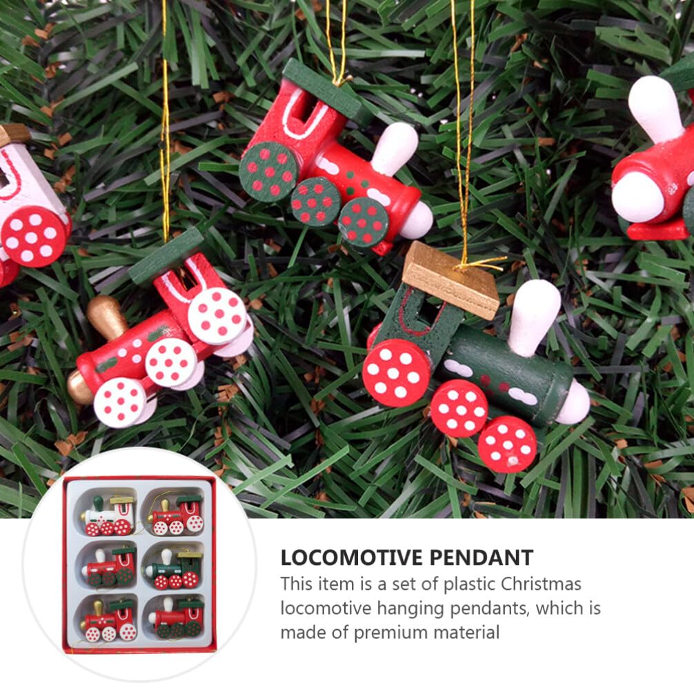 12piezas Adornos Colgantes De Locomotora De Madera para Decoración Navideña Accesorios De Fiesta Decoración Festiva