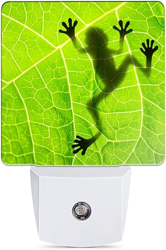 Jopowide Luz nocturna de rana, luces nocturnas de hojas verdes enchufables en la decoración de pared para dormitorio, baño, pasillo, cocina, luces