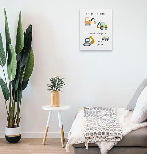 Miniatura 3 de Lienzo enmarcado para decoración de pared de 11 x 14 pulgadas, diseño de camiones de construcción de dibujos animados, pintura impresa, obra de