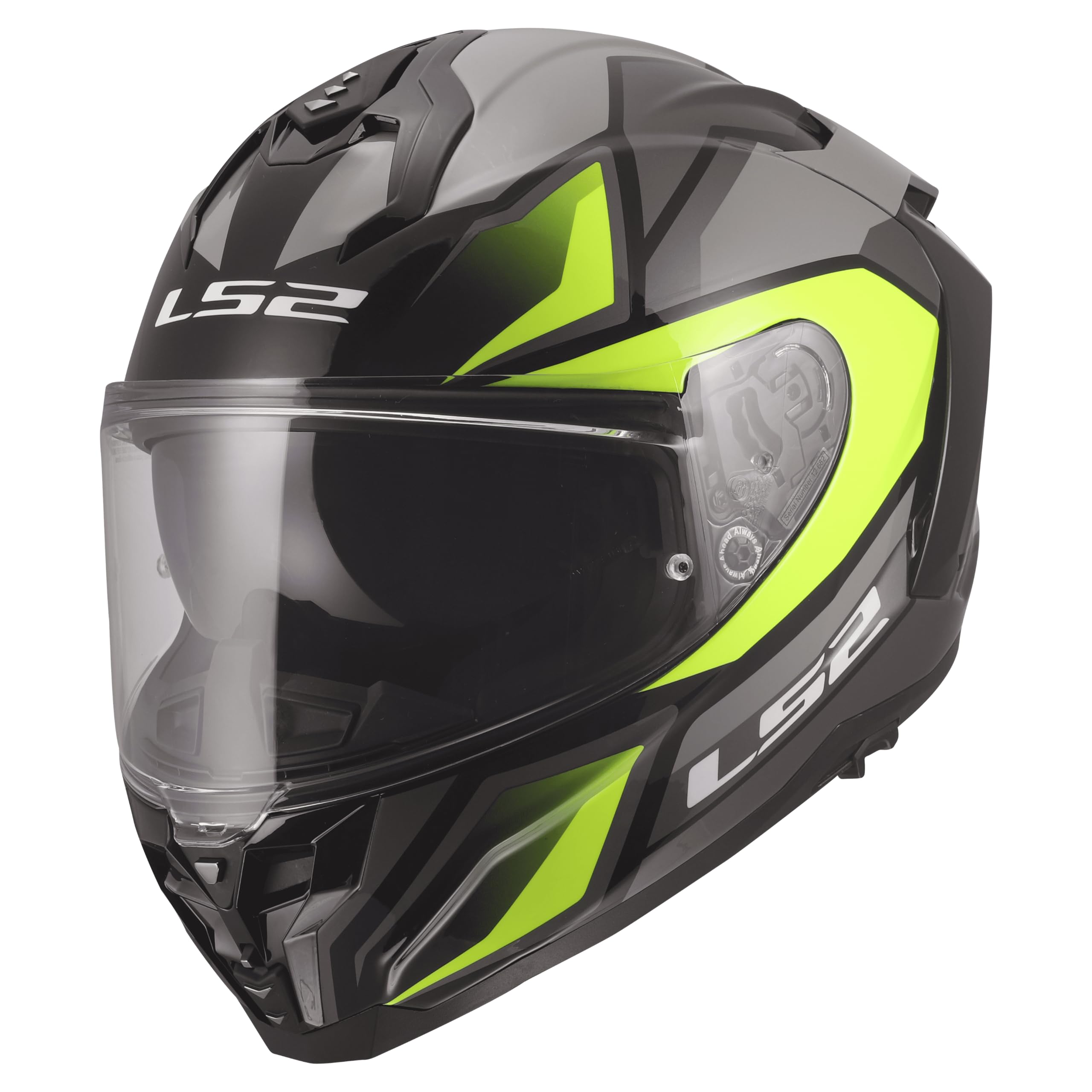 LS2, Integraler Motorradhelm CHALLENGER II VIPER Grey H-V Yellow, L