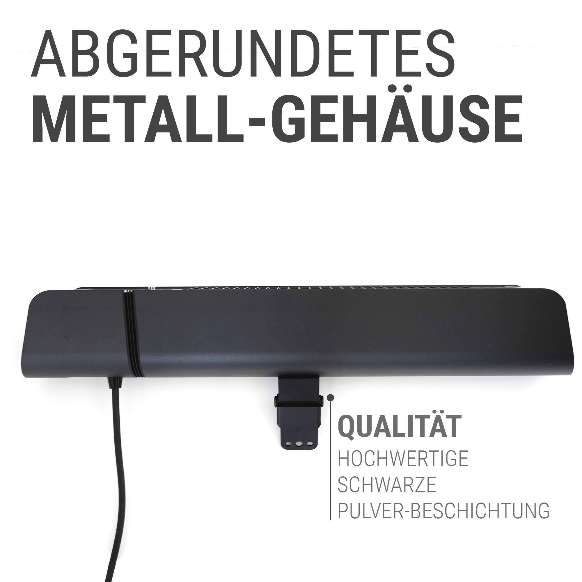 Infrarot Heizstrahler Outdoor - Terrasse Elektrisch - Decke - Fernbedienung | VASNER Infrarot Heizstrahler Terrasse - Decken- & Wandmontage hängend - elektrisch 2000 Watt - 6 Heizstufen - Schwarz IP65