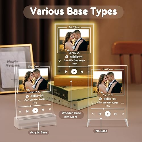 Miniatura 5 de Dreamdecor Placa personalizada de Spotify  Regalos personalizados para novia y novio  Placa acrílica grabada para álbum de fotos  Regalo ideal de