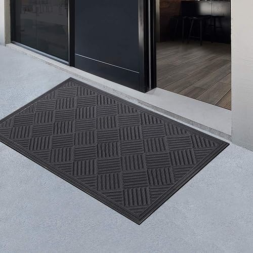 Miniatura 195 de Mibao Tapete para puerta delantera, resistente y duradero, tapete de bienvenida para interiores y exteriores, atrapador de suciedad, impermeable