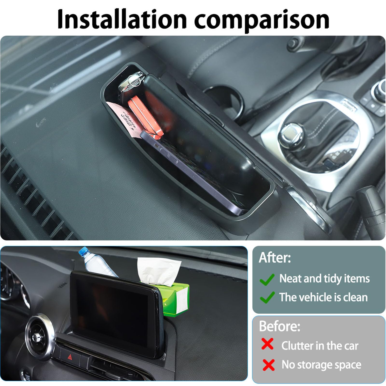 Car Center Console Navigation Screen Rear Storage Box,Phone Storage Organizer Tray,Fit for Mazda MX-5 ND 2016 2017 2018 2019 2020 2021 2022 2023 2024 LHD,Center Console Navigation Rear Organizer