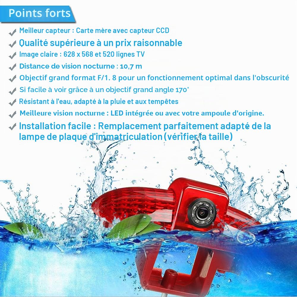Kit caméra de recul de feu stop HD avec moniteur rétroviseur, caméra de recul de remplacement pour Renault Trafic II III Diesel Essence Traction avant FL EL JL JG FG/Nissan Primastar Diesel Essence