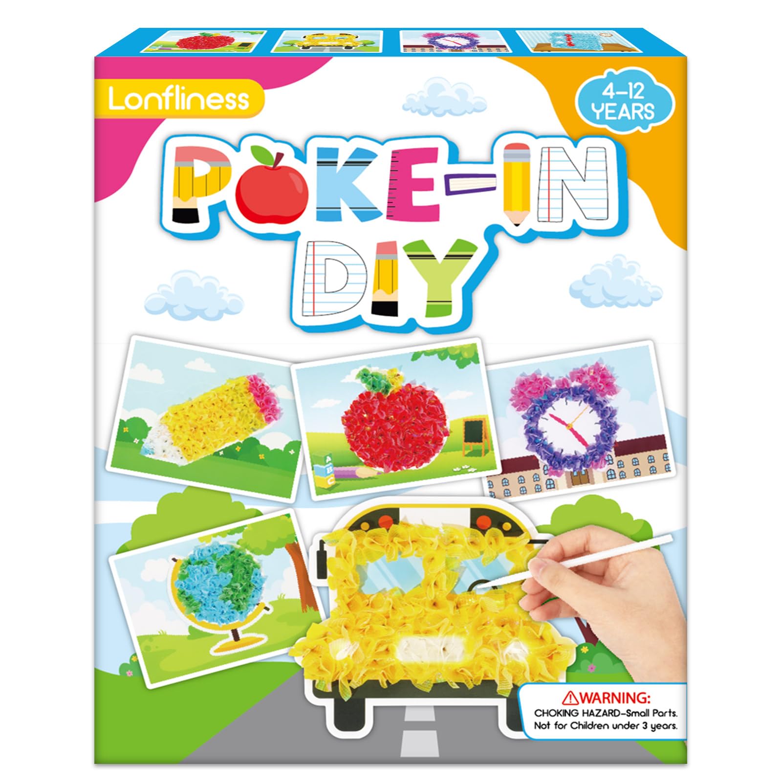 Lonfliness 8 Pcs School Poke in Craft Kits for Kids Mess Free DIY Art